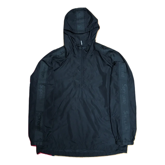 Supreme Tape Logo Half Zip Pullover Jacket - Black Supreme