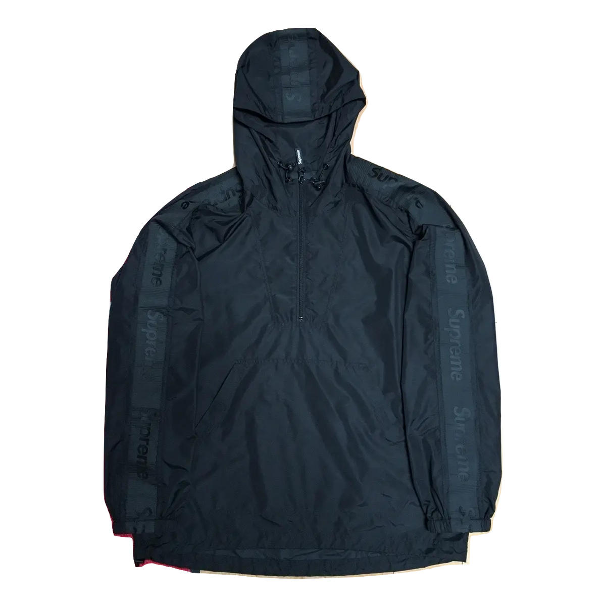 Supreme Tape Logo Half Zip Pullover Jacket - Black - Used Supreme