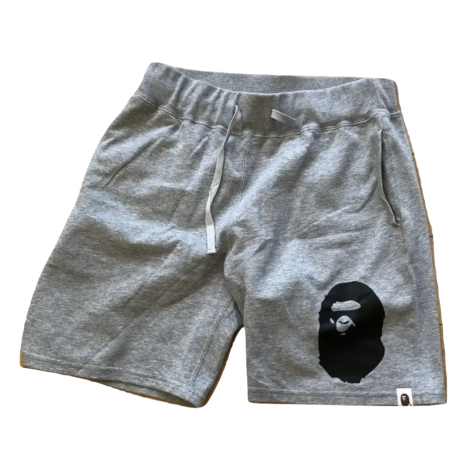 A Bathing Ape Head Sweat Shorts - Grey - Used Bape