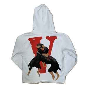 City Morgue x VLone Dogs Cropped Hoodie - White - Used