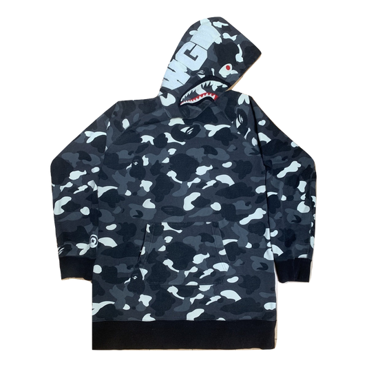 A Bathing Ape City Camo Long Length Wide Shark Pullover Hoodie - Black - Used