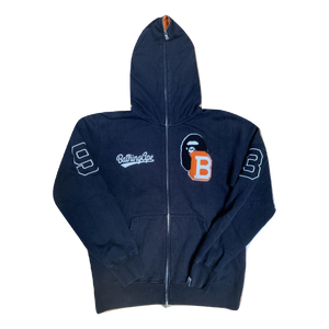 A Bathing Ape Letterman Logo Full Zip Up Jacket - Black Bape