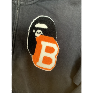 A Bathing Ape Letterman Logo Full Zip Up Jacket - Black Bape