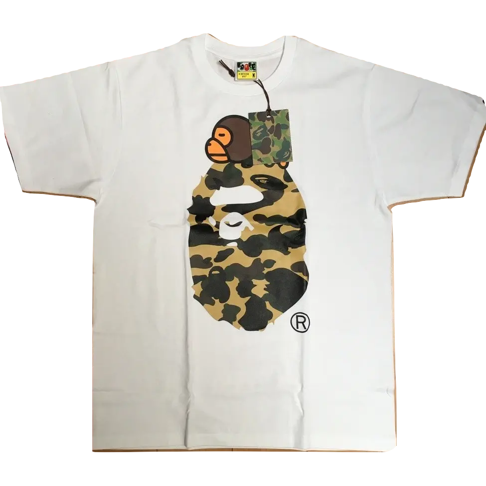 A Bathing Ape 1st Camo Milo on Big - White/Yellow Camo - Used Bape