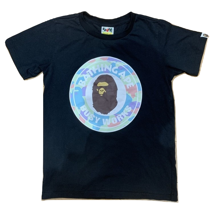 A Bathing Ape Busy Works Tee - Black/Multicolor (Ladies) - Used Bape