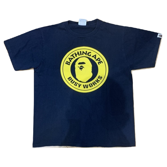 A Bathing Ape Busy Works Tee - Navy/Yellow - Used