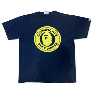 A Bathing Ape Busy Works Tee - Navy/Yellow - Used