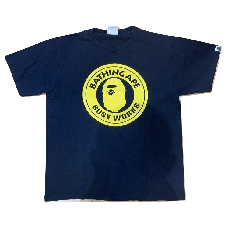 A Bathing Ape Busy Works Tee - Navy/Yellow - Used