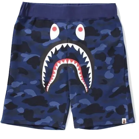 A Bathing Ape Color Camo Shark Sweatshort - Blue Bape