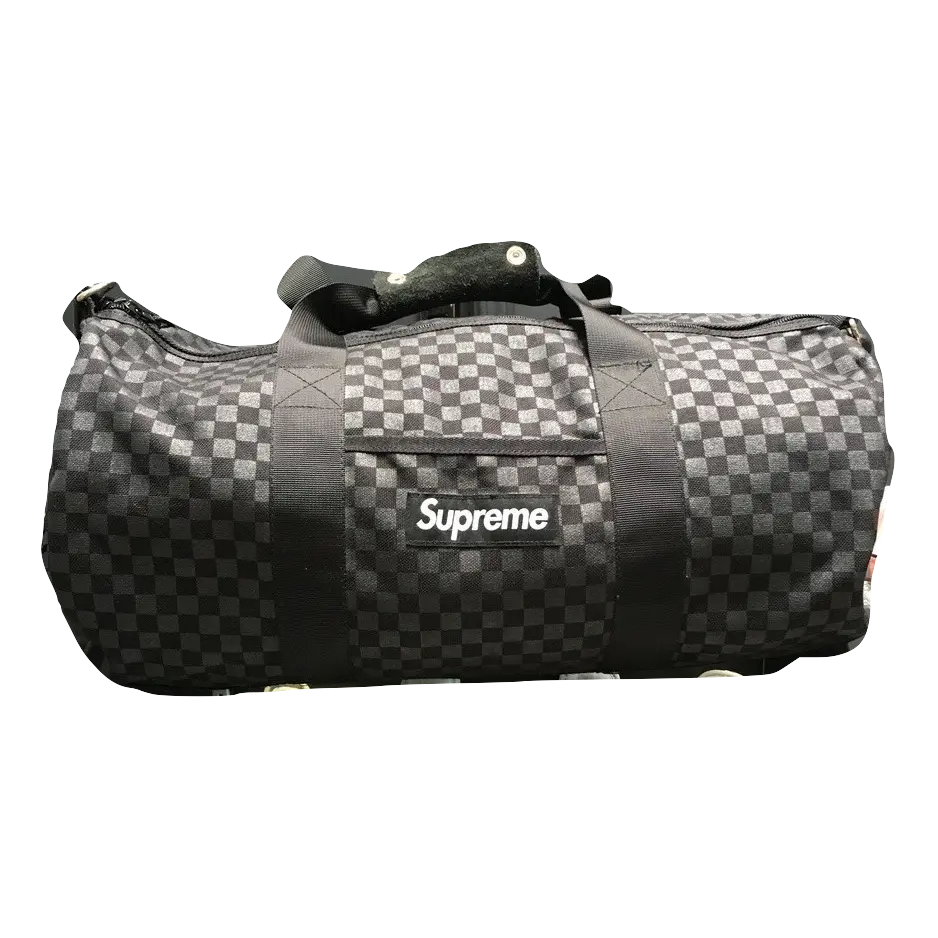 Supreme Damier Printed Check Duffle Bag - Black Supreme