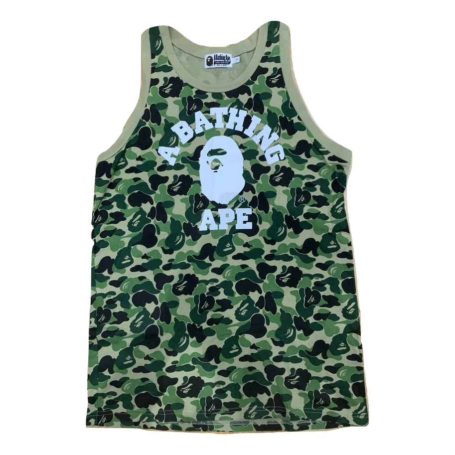 A Bathing Ape College Camo Tank Top - Green Camo - Used