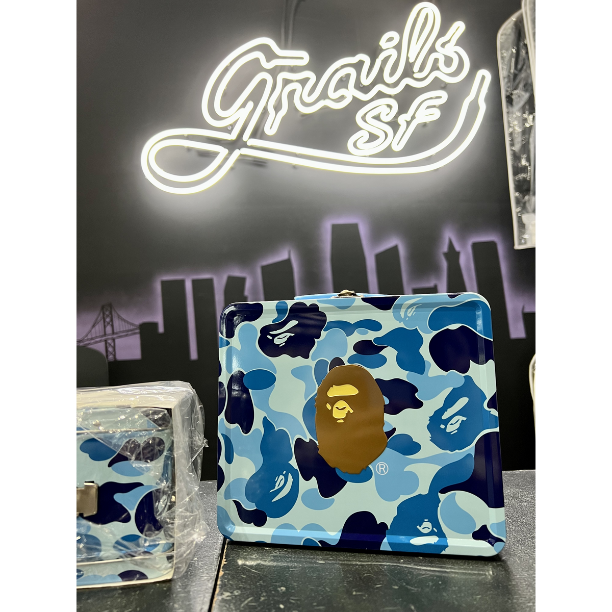 A Bathing Ape Blue Camo Lunch Box Bape