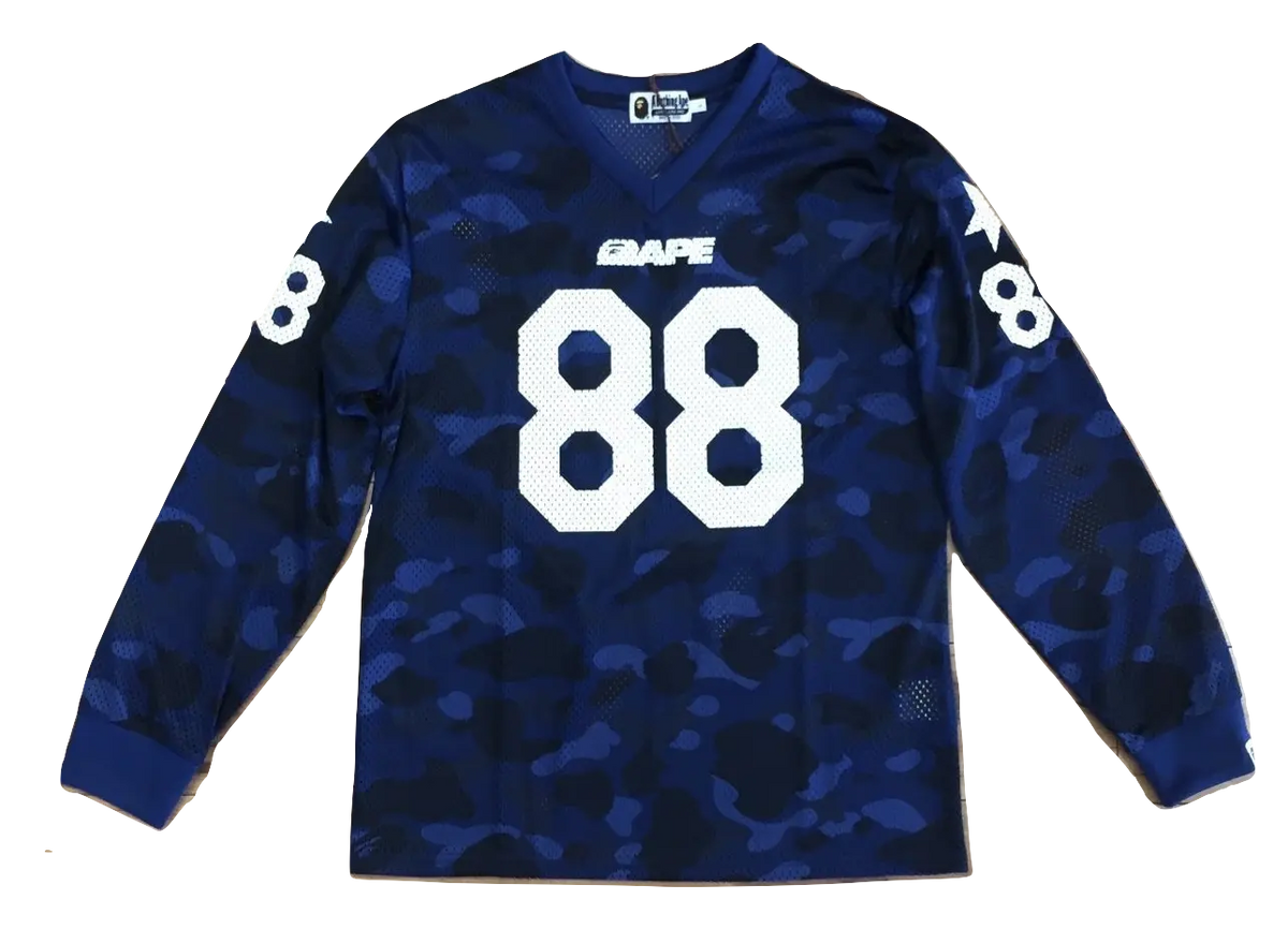 A Bathing Ape Color Camo Full Mesh Football L/S - Blue - Used Bape