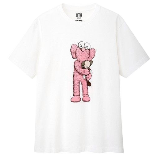 KAWS x Uniqlo Pink BFF Tee - White - Used Kaws