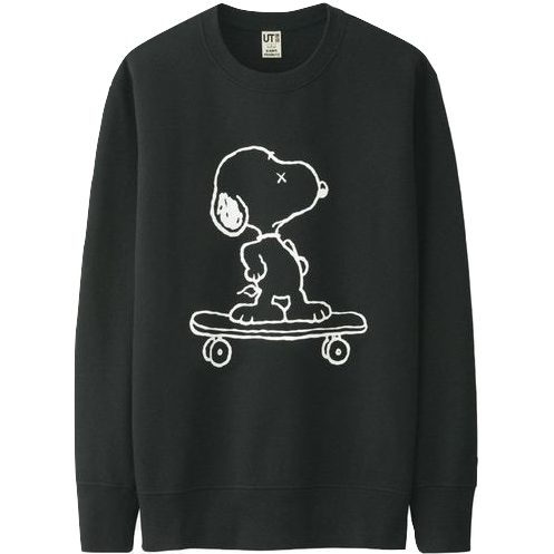 Kaws x Uniqlo x Peanuts Snoopy Skateboarding Sweatshirt - Black - Used Uniqlo