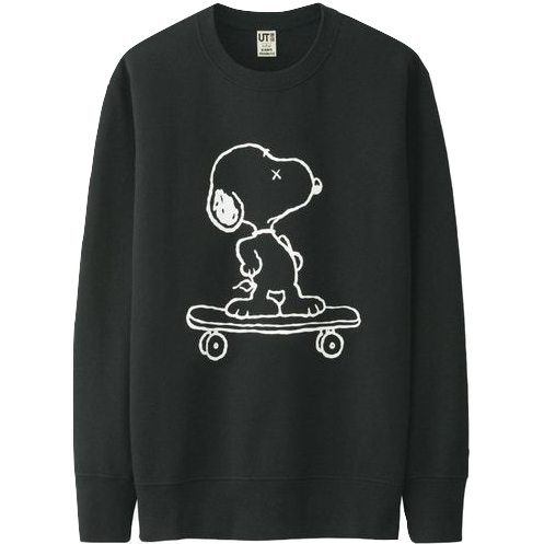 Kaws x Uniqlo x Peanuts Snoopy Skateboarding Sweatshirt - Black - Used