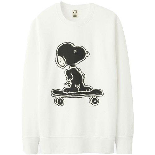 KAWS x Uniqlo x Peanut Snoopy Skateboarding Sweatshirt - White