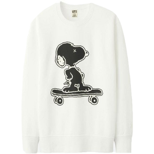 KAWS x Uniqlo x Peanut Snoopy Skateboarding Sweatshirt - White