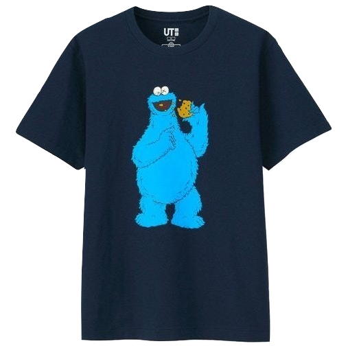 Kaws x Uniqlo x Sesame Street Cookie Monster Tee - Navy - Used