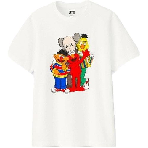Kaws x Uniqlo x Sesame Street Group Tee - White - Used Uniqlo