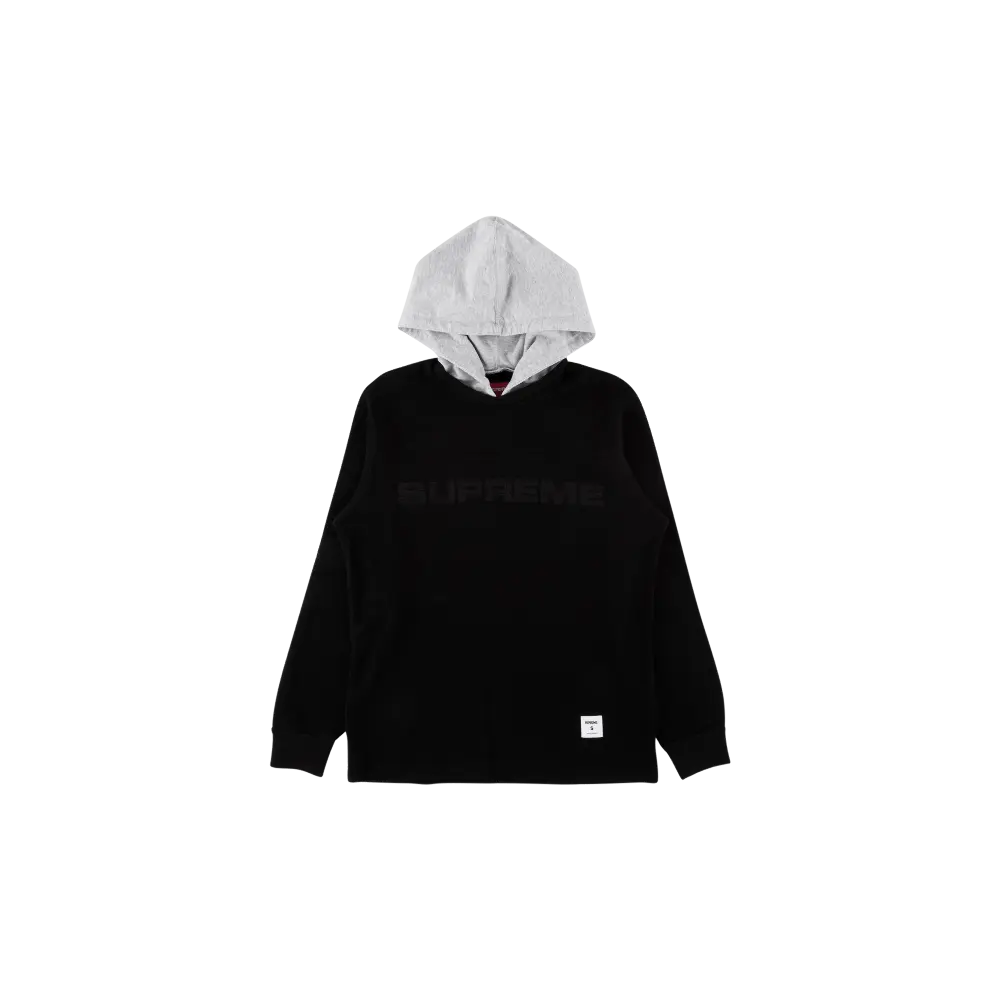 Supreme Hooded Waffle Ringer - Black Supreme