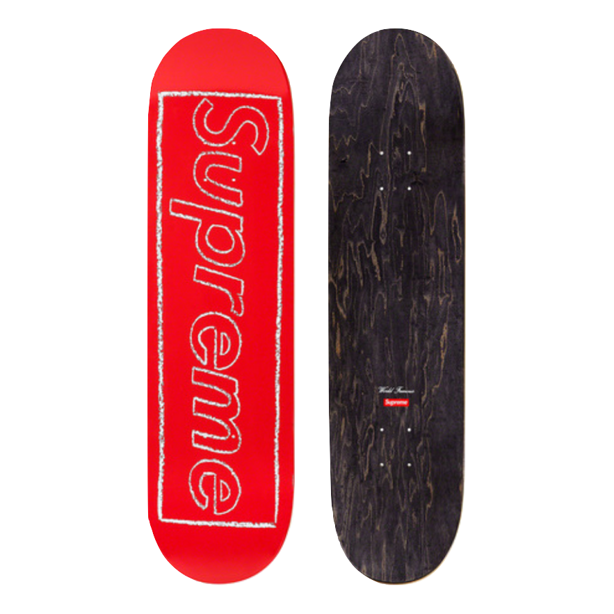 Supreme KAWS Chalk Logo Skateboard - Red Supreme