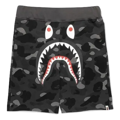 A Bathing Ape Color Camo Sweat Shorts - Black Bape