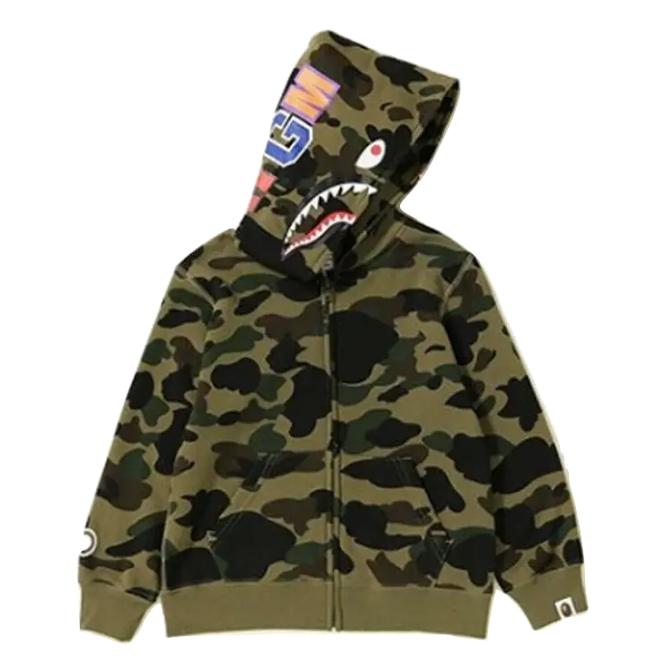 A Bathing Ape 1st Camo Shark Zip Jacket (Kids) - Green Camo Bape