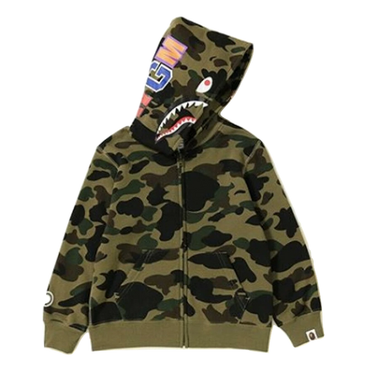 A Bathing Ape 1st Camo Shark Zip Jacket (Kids) - Green Camo