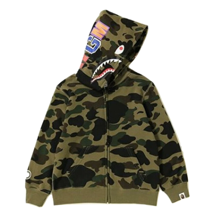A Bathing Ape 1st Camo Shark Zip Jacket (Kids) - Green Camo