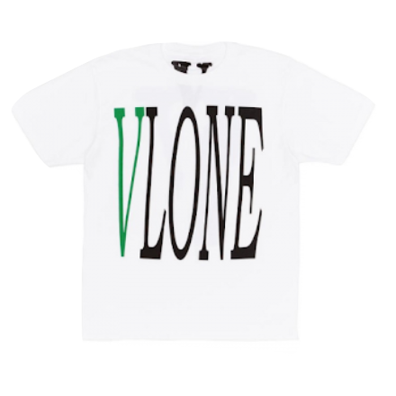 VLone Classic Logo Tee - White/Green - Used VLone
