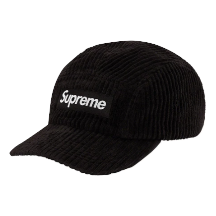 Supreme Wide Wale Corduroy Camp Cap - Black Supreme