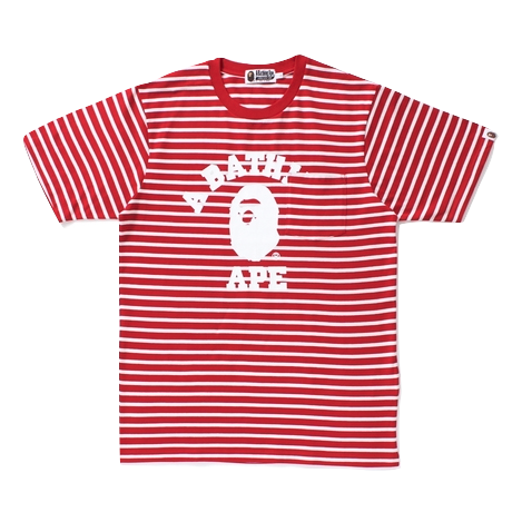 A Bathing Ape College Hoop Pocket Tee - Red - Used Bape