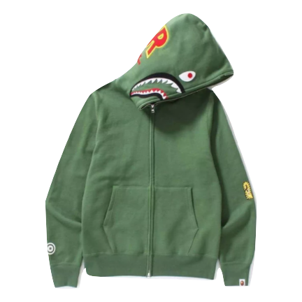 A Bathing Ape PONR 2nd Shark Full Zip Hoodie - Green Bape