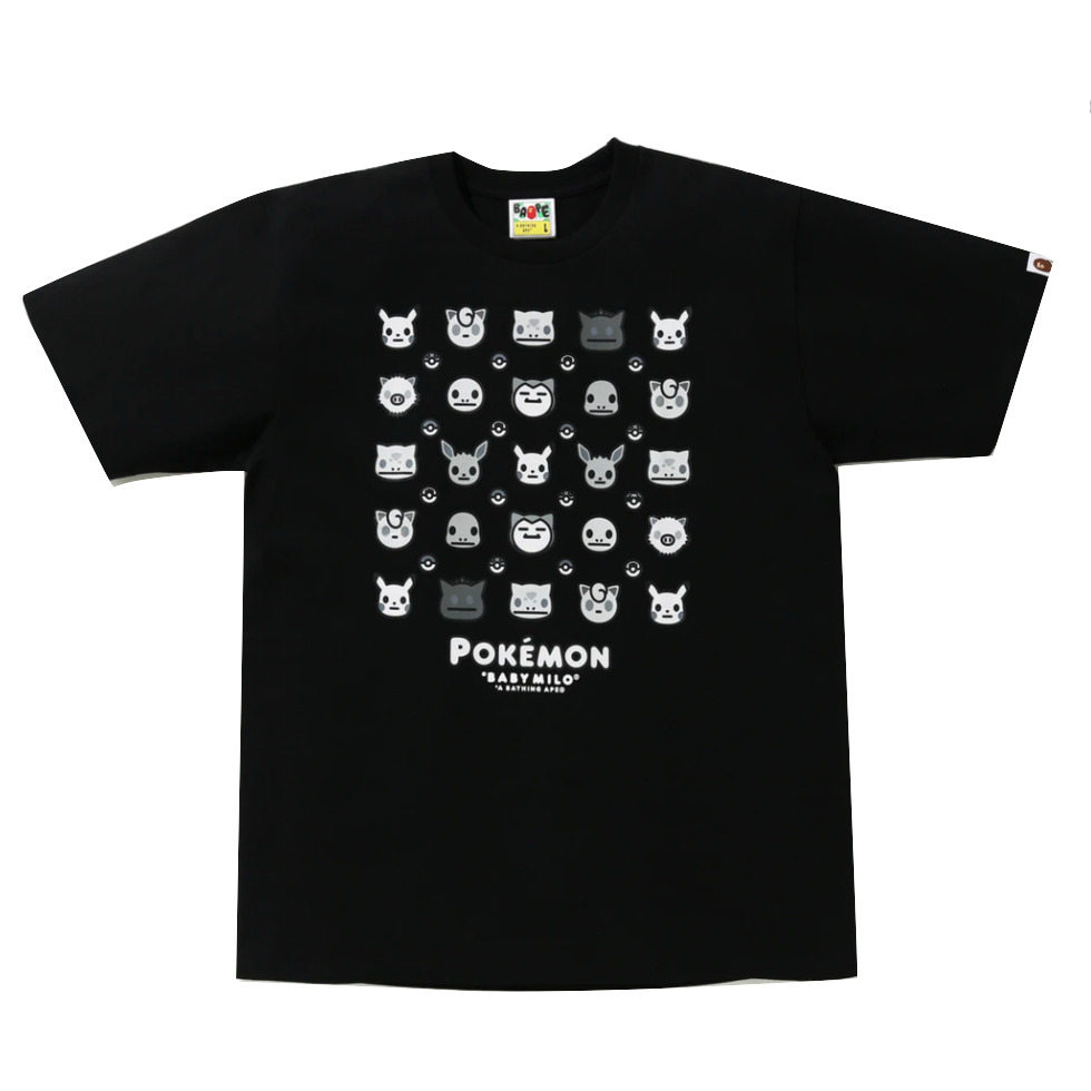 A Bathing Ape X Pokemon Monogram Tee - Black Bape