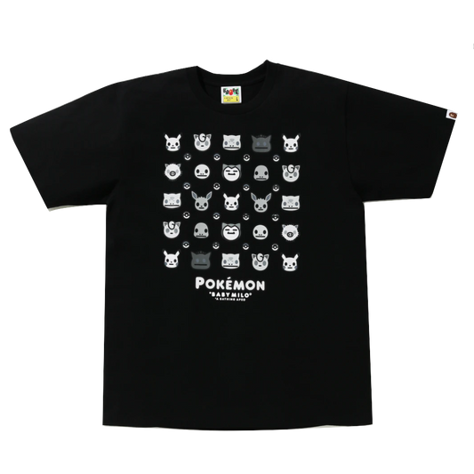 A Bathing Ape X Pokemon Monogram Tee - Black Bape