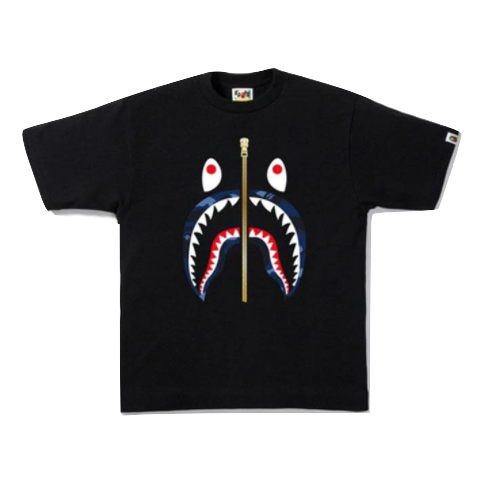 A Bathing Ape Color Camo Shark Tee - Black/Blue Bape