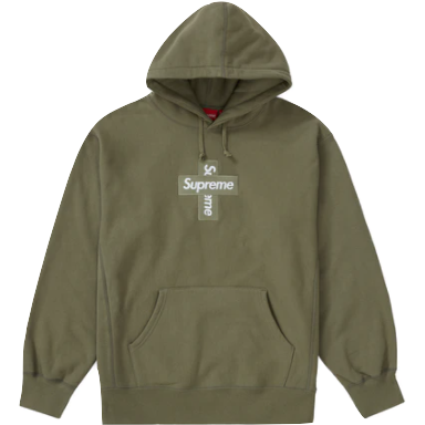 Supreme Cross Box Logo Hooded Sweatshirt - Olive