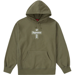 Supreme Cross Box Logo Hooded Sweatshirt - Olive - Used