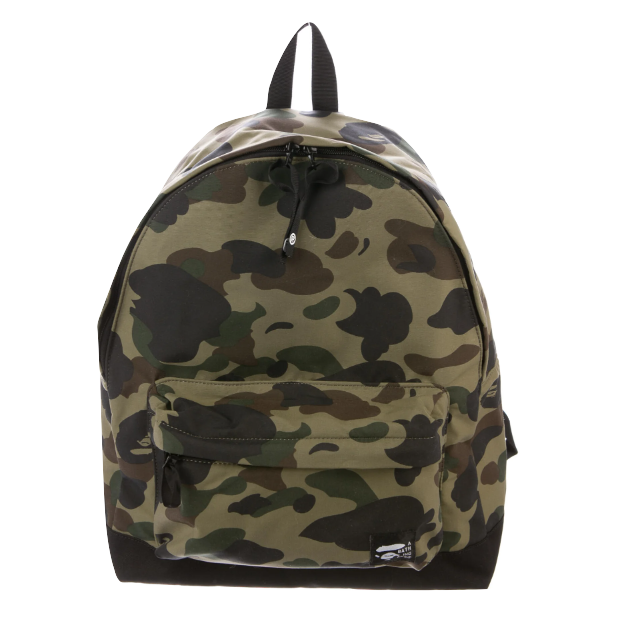 A Bathing Ape Head Camo Backpack - Green Camo - Used Bape