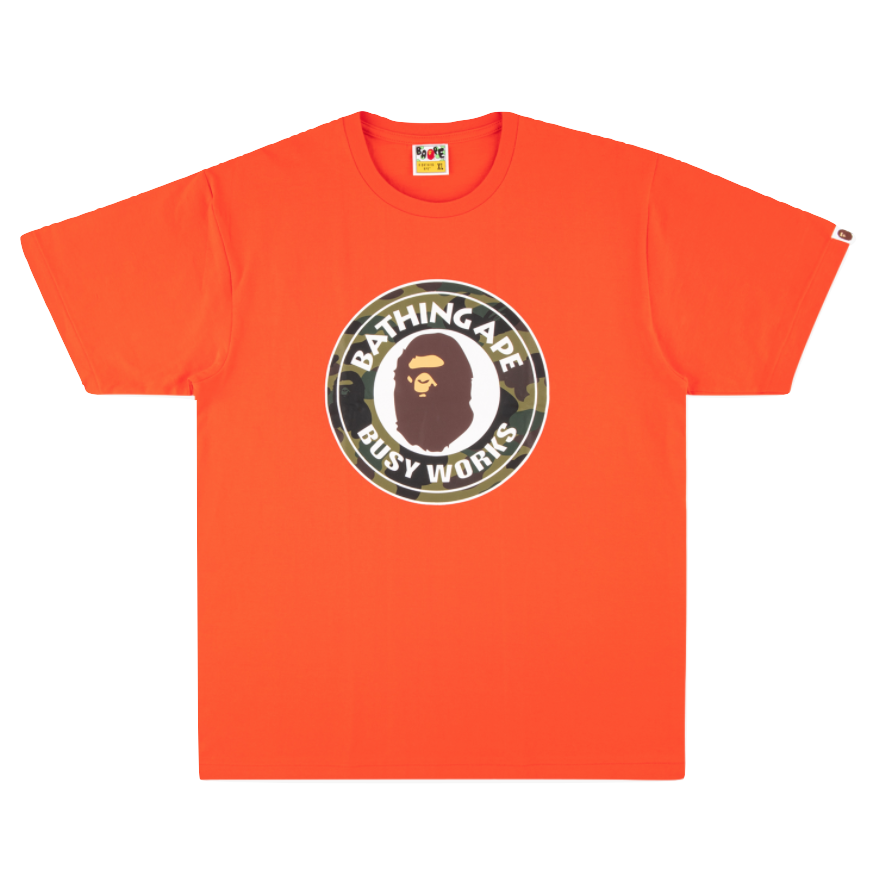 A Bathing Ape 1st Camo Busy Works Tee - Orange/Green Bape
