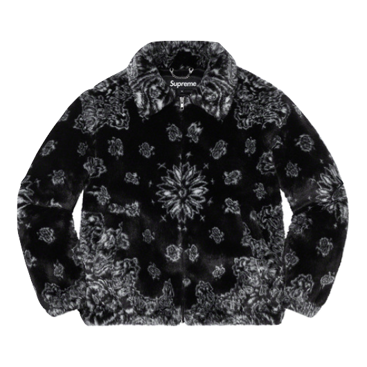 Supreme Bandana Faux Fur Bomber Jacket - Black Supreme