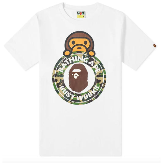 A Bathing Ape ABC Camo Milo on Busy Works Tee - White/Green