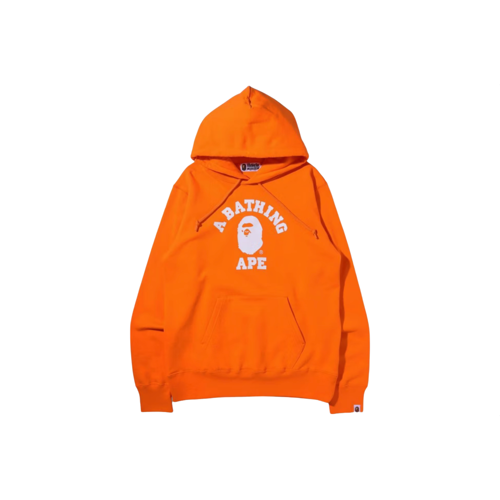 A Bathing Ape College Pullover Hoodie - Orange/White