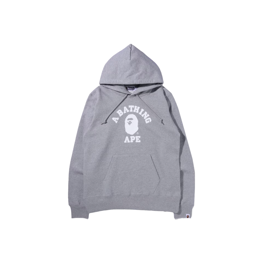 A Bathing Ape College Pullover Hoodie - Grey/White Bape