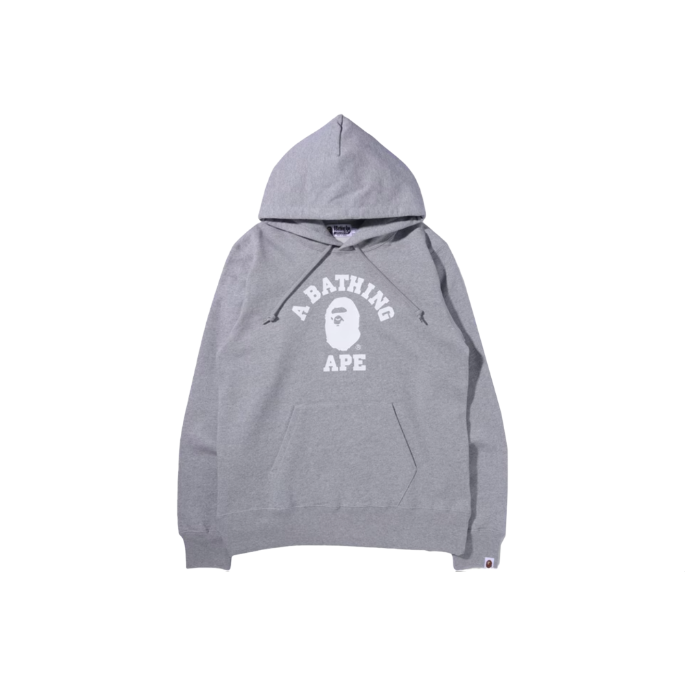 A Bathing Ape College Pullover Hoodie - Grey/White