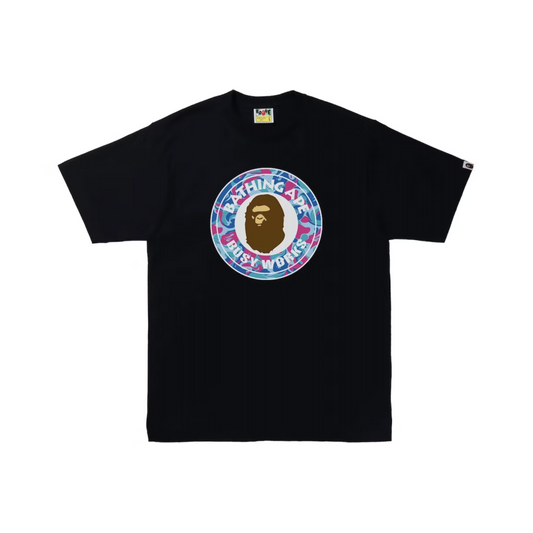 A Bathing Ape Marble Camo Busy Work Tee - Black