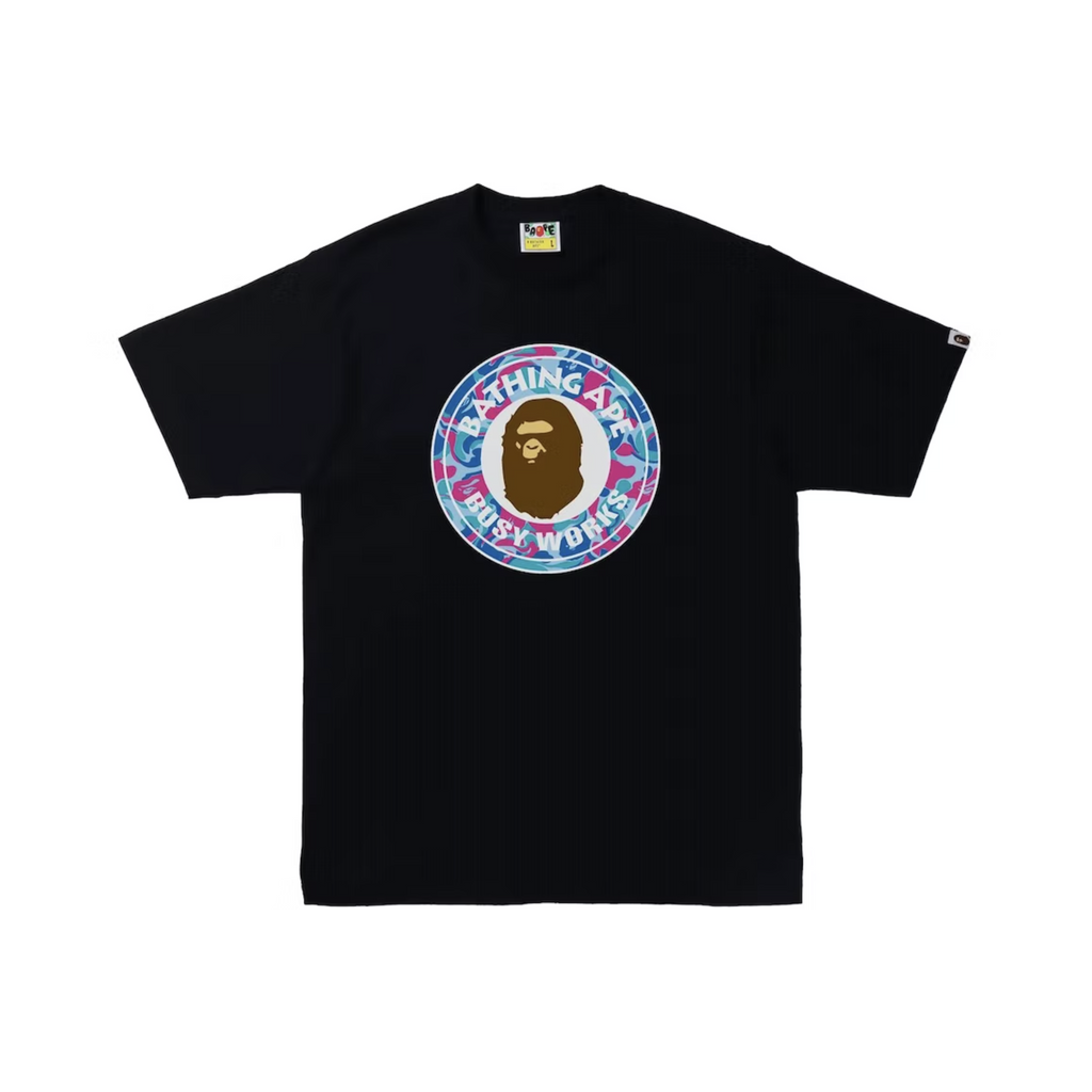 A Bathing Ape Marble Camo Busy Work Tee - Black
