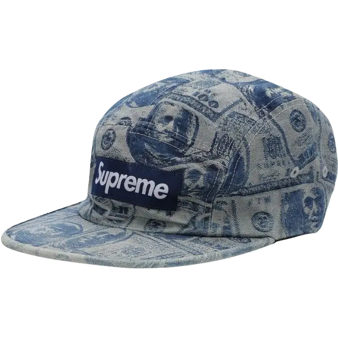 Supreme 100 Dollar Bill Camp Cap - Indigo Supreme