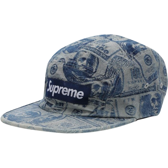 Supreme 100 Dollar Bill Camp Cap - Indigo